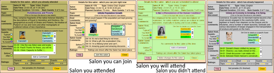 Background colors on salon details to represent different classes of salons
